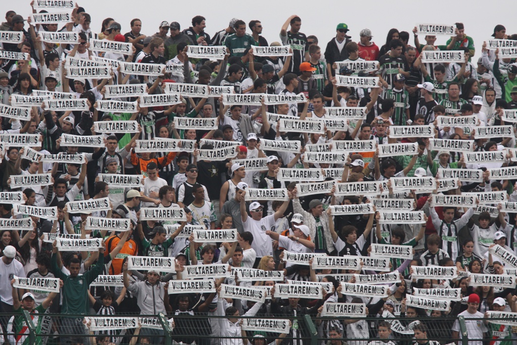 Packed stand of Figueirense supporters
